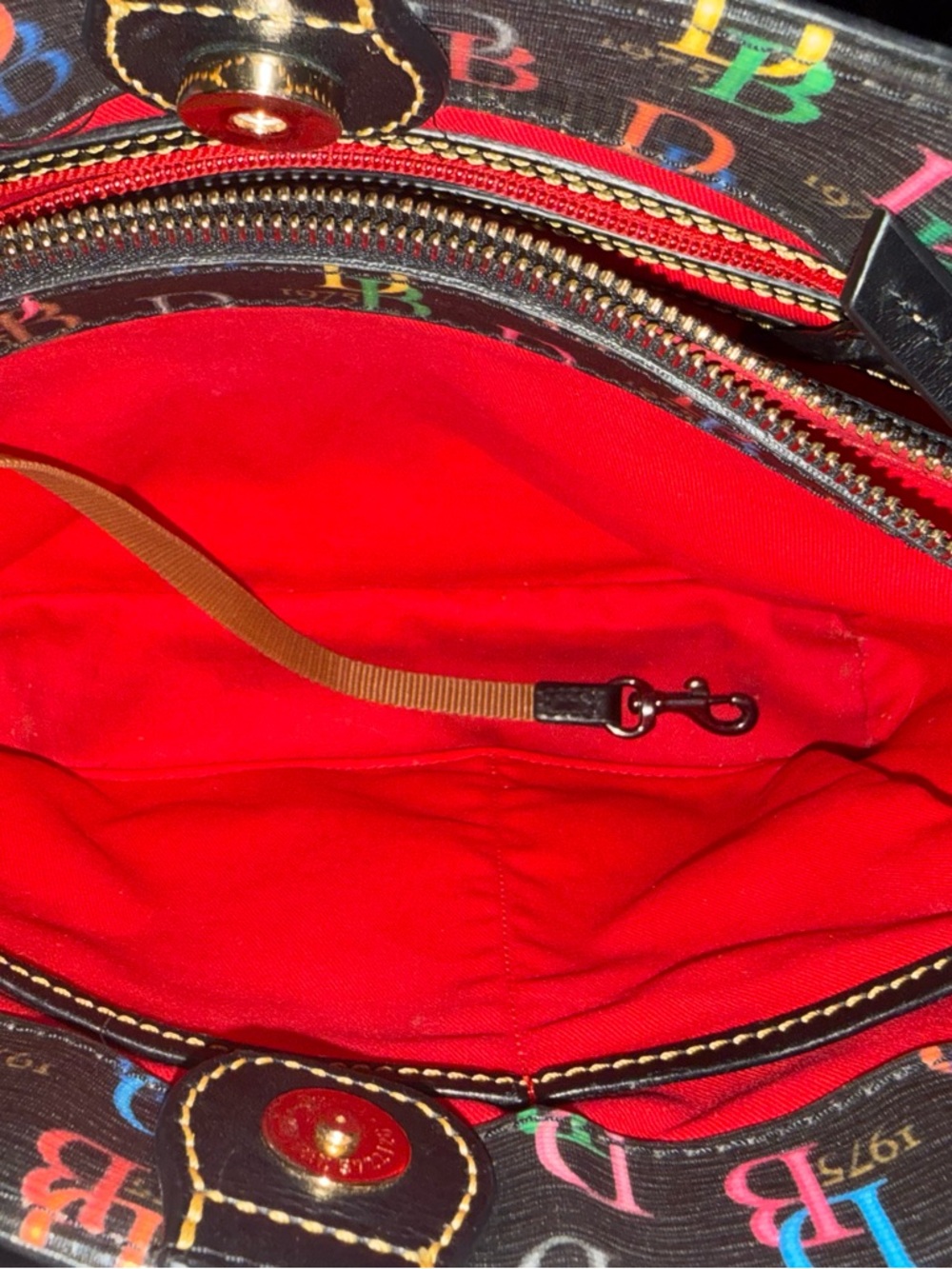 Dooney & Bourke Black Multicolor DB Print Tote - Picture 8 of 11